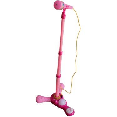 Imagem de Microfone Infantil Karaoke Com Pedestal E Entrada Para Celular Smartphone Brinquedo Criança Importway Rosa
