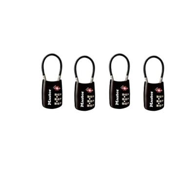 Imagem de Master Lock 4688DBLK TSA Cadeado de bagagem com cabo, preto, pacote com 4
