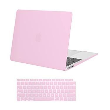 Imagem de MOSISO Capa compatível com MacBook Air de 13 polegadas 2022 2021 2020 2019 2018 versão A2337 M1 A2179 A1932 Touch ID, capa rígida de plástico e capa de teclado para MacBook Air de 13,3 polegadas, rosa