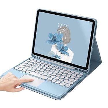 Imagem de HENGHUI Capa com teclado para iPad Mini 7 A17 Pro/iPad Mini 6ª geração, touchpad, teclado removível, cor redonda, fina, capa inteligente para iPad Mini 6, preta