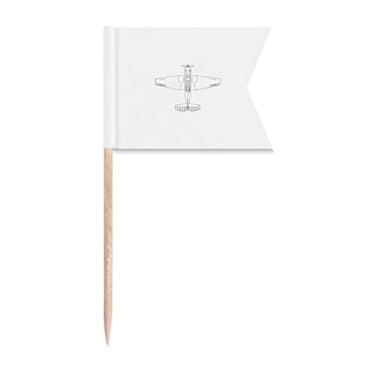 Imagem de Estrutura de linha aeronáutica Art Deco presente bandeiras de palito de dente modernas marcação para festa bolo comida prato de queijo