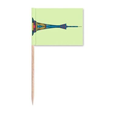 Imagem de Hangzhou Semaphore Tower Plot de palito de dente Bandeiras Marcador Topper Decoração de festa