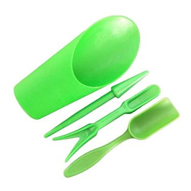Imagem de 4 Pçs Kit Plantador de Jardim Pá de Semeadura Colher Balde Colher Suculentas Ferramenta Mudas Bonsai Fertilizante Dispositivo de Perfuração Faça Você Mesmo (verde)