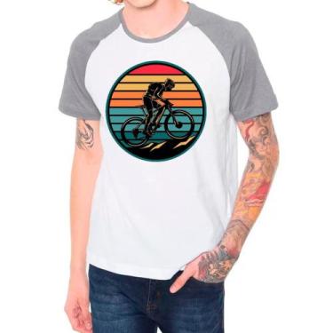 Imagem de Camiseta Raglan Ciclismo Bike Bicicleta Cinza Branco Masc02 - Design C