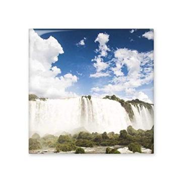 Imagem de Azulejo de cerâmica brilhante Cenário da natureza Cachoeira Florestal Pedra adornada tijolo vitrificado