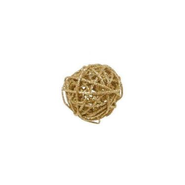 Imagem de Bola Rattan Ouro 6cm - 01 Unidade - Rizzo - Cromus Natal