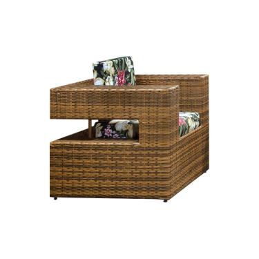 Imagem de Poltrona em Junco Florida Camburiú Base Aço - Imbuia