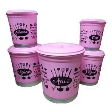 Imagem de Jogo Mantimentos Pote Decorado Alumínio Color 5 Peças