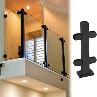 Imagem de Poste De Corrimão De Vidro Para Sacada Preto, Painéis De Cercas De Deck De Escadas Pilar Para Guarda-corpo De Plataforma De Loft Externo Interno, Ajuste De Vidro De 10/12 Mm De Espessura,Poste Do