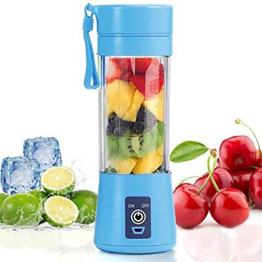 Imagem de Topspitgo Mini liquidificador portátil, misturador de frutas de tamanho pessoal elétrico USB caneca de espremedor recarregável máquina de mistura de frutas Baby Travel 380 ml, seis lâminas