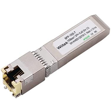 Imagem de Wiitek Módulos SFP+ para RJ45 de 10 GB, Transceptor Ethernet para SFP+ 1,25G/2,5G/5G/10GBase-T compatível com Cisco SFP-10G-T-X, Ubiquiti, Netgear AXM766, Mikrotik S+RJ10, Unifi (Cat 6a/7 ou melhor,