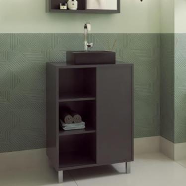 Imagem de Gabinete para Banheiro 60cm 1 Porta de Correr Julia Grafite