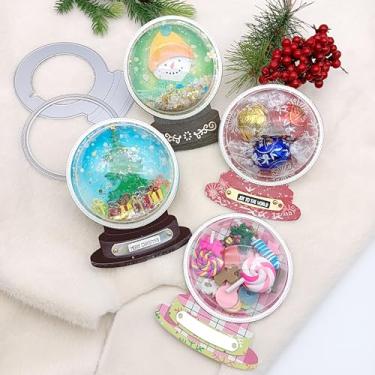 Imagem de AlinaCraft 1 peça globo de neve cúpula de doces corte de metal e 5 peças cúpulas de plástico transparente para doces suporte de doces para embalagem de presente, caixa de caixa de doces de Natal feito à mão cartão de papel faça você mesmo presentes para festivais