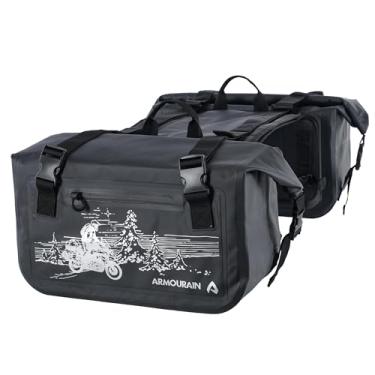 Imagem de ARMOURAIN Bolsa lateral de motocicleta 50 L (25 L x 2) bolsa de assento de porta-malas acessórios de motocicleta (preto)
