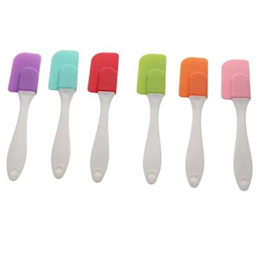 Imagem de Pokinge Conjunto de 6 espátulas de silicone, 17,5 cm, colher de raspadores de manteiga destacáveis, resistentes ao calor, panquecas, geléia, espátula, ferramenta de cozimento para cozinha