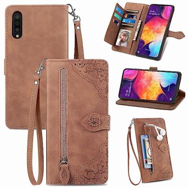 Imagem de Furiet Capa carteira compatível com Samsung Galaxy A50 A50S A30S com alça de pulso e suporte de cartão flip de couro, acessórios de celular, capa para celular A 50 50S 30S S50 50A SM A505G feminina