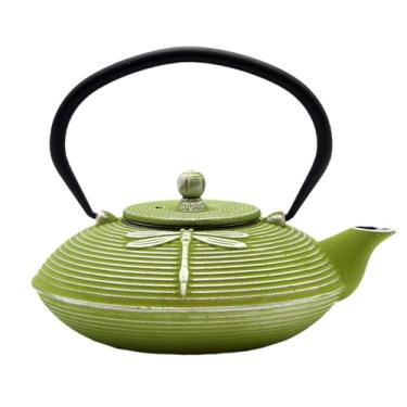 Imagem de Bule de chá de ferro fundido, chaleira SECHUDO revestida com interior esmaltado para chá solto, bule de ferro fundido com infusor de aço inoxidável para fogão seguro (768.3 g-Pattern-4)