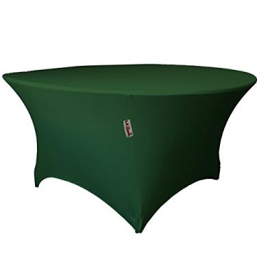 Imagem de LA Linen Toalha de mesa redonda de elastano, 152 x 76 cm, verde caçador