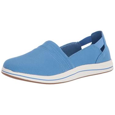 Imagem de Clarks Mocassim Sapato masculino Breeze Step, Lona azul, 8 Wide