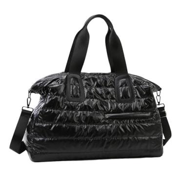 Imagem de UGPLM Bolsa de ginástica esportiva, bolsa de viagem Duffle elegante e leve para pernoite com alça de ombro para academia, fim de semana, acampamento, Preto