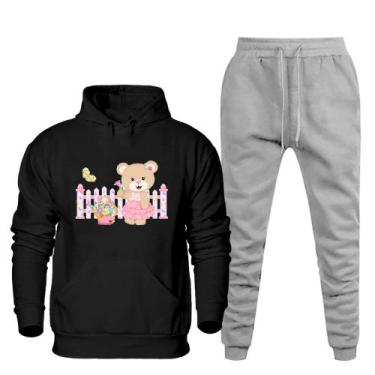 Imagem de Conjunto Abrigo Moletom Feminino Plus Size Canguru Numeraçao Especial 