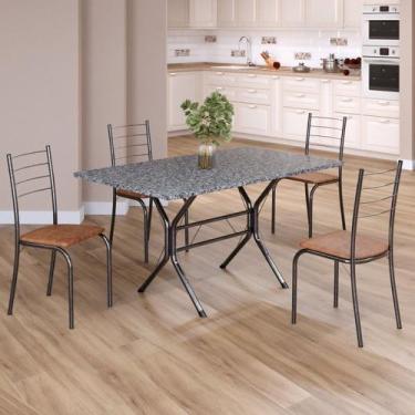 Imagem de Conjunto Sala de Jantar Mesa Retangular 120x75cm Tampo Granito Ocre 4 