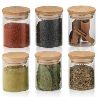 Imagem de Kit Potes De Vidro Hermético 150ml Tampa De Bambu 6 Peças - Offerbest,