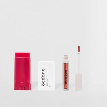 Imagem de Kit Blush em Bastão Rosa + Sombra Líquida Pêssego Océane Limited (2 Produtos)