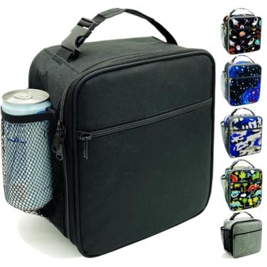 Imagem de Kulle Lancheira infantil, lancheira isolada para meninos e meninas, lancheira congelável, lancheira reutilizável para escola, trabalho, uso ao ar livre (preto)