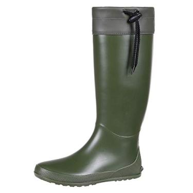 Imagem de Asgard Botas de chuva longas embaláveis femininas de borracha à prova d'água botas de jardim ultra leves galochas planas botas de lama - não para panturrilha larga, Verde, 40