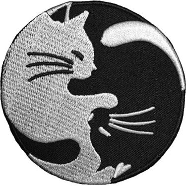 Imagem de YIN YANG CAT CHINESE KUNG FU TEA KWAN DO Tatoo tamanho 3,12 cm motociclista pesado gótico emo rock DIY jaqueta colete camisa chapéu cobertor mochila camiseta bordado apliques símbolo emblema pano