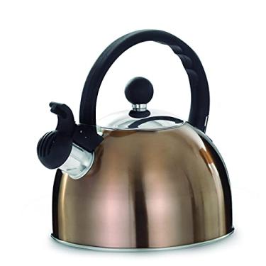 Imagem de Mimo Style Café e Chá Chaleira com Assobio de Alerta Alça e Tampa Flip-Up, Marrom (Bronze), 2 L