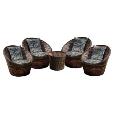 Imagem de Conjunto de Poltronas Fibra Sintética Bola - 4 Poltronas + 1 Mesa Cent