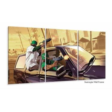 Imagem de Quadro decorativo GTA V Jogos com Tela de Tecido 120x60 - Wall Frame