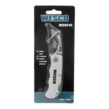 Imagem de Estilete wesco trapezoidal dobravel em aluminio
