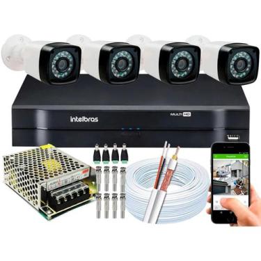 Imagem de Kit 4 Cameras Segurança Hd Dvr Intelbras Full hd 4ch mhdx S/hd