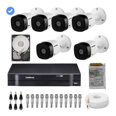 Imagem de Kit Cftv 6 Câmeras Hd 720p 1mp + Dvr Intelbras Mhdx 08 Canais