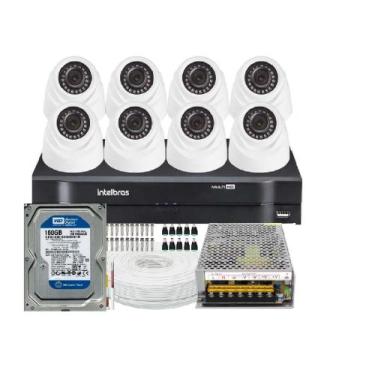 Imagem de Kit Cftv 8 Câmeras Segurança Dome Ir Dvr Mhdx 1008 Intelbras C/Hd