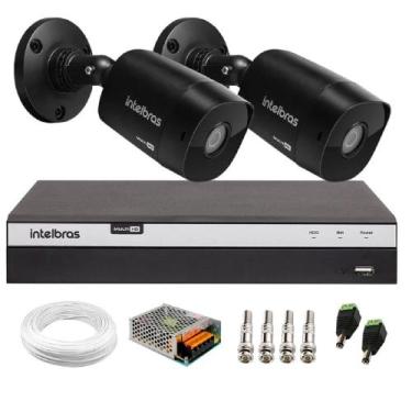 Imagem de Kit 2 Câmeras Black Bullet Intelbras vhd 1220 B Full HD 1080p + dvr mh