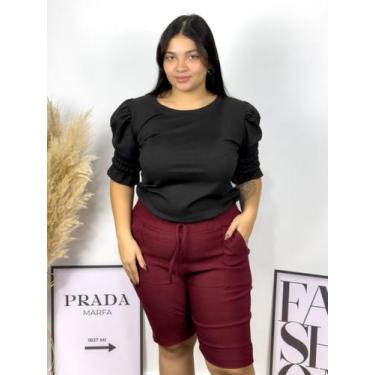 Imagem de Bermuda Plus Size Feminina Bengaline Plus Size Shorts Bermuda Ciclista