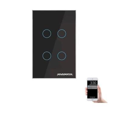 Imagem de Interruptor Inteligente NovaDigital Touch Wi-Fi 4x2 4 Botões Preto