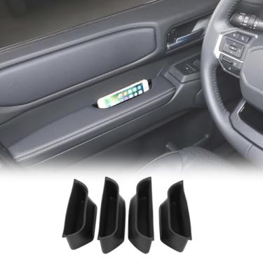 Imagem de Caixa organizadora de luvas para porta lateral adequada para Toyota Land Cruiser Prado 250 J250 LC250 2024 2025, compartimento de armazenamento de maçaneta frontal e traseira de silicone, 4 peças