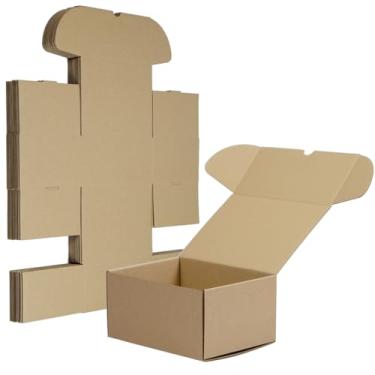 Imagem de HESESOH Conjunto de 20 caixas de transporte de 8x6x4 polegadas, caixa de papelão ondulado marrom, mailer de literatura para embalar pequenas empresas