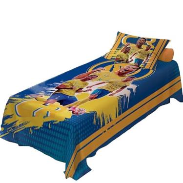 Imagem de Jogo de Cama Lençol + Fronha Quarto Infantil Jogadores de Futebol Cristiano Ronaldo CR7