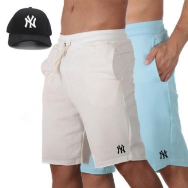 Imagem de Kit 2 Short Praia Bermuda Masculina Moletom Treino Cordao Ajustavel Bo