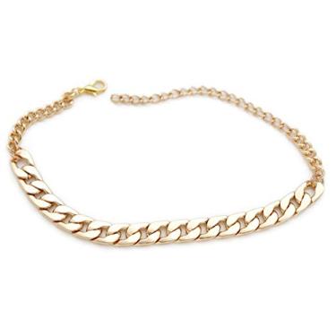 Imagem de TrendyFashionJewelry TFJ Pulseira feminina estilo bota, estilo faroeste, dourado, metal grosso, elos de corrente com pingente de sapato, tornozeleira visual clássico, One size, Metal