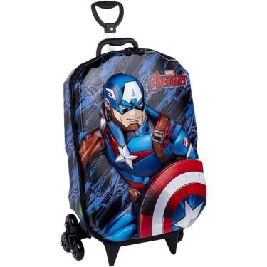 Imagem de Mochila Infantil 3D Capitão América Azul com Rodinha Tripla