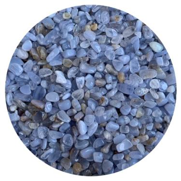 Imagem de Chips de pedra preciosa semi rolada natural de 0,2 kg, mini cistais triturados, formas irregulares, lascas de cristal não perfuradas (ágata de renda azul)