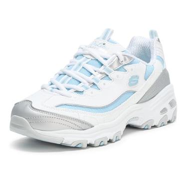 Imagem de Skechers Tênis feminino D'Lites-Chromatic, Branco/Prata/Azul Claro, 37
