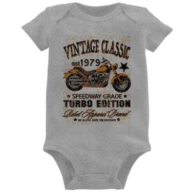 Imagem de Body Bebê Vintage Classic Moto - Foca na Moda, Cinza, P